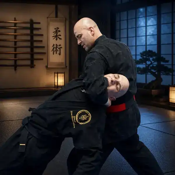 Black-belt Ju-Jitsu arm-lock self-defence demonstration