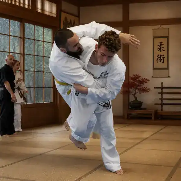 Ju-Jitsu throw technique practised with a training partner