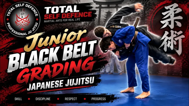 Kron demonstrating techniques during his Junior Black Belt grading