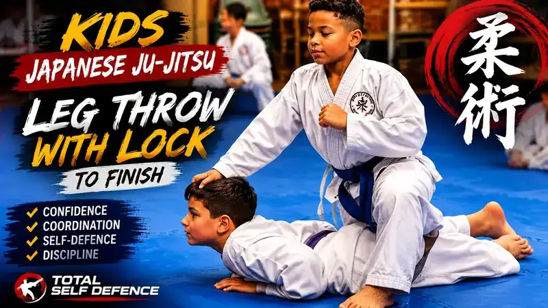 Kids Japanese Ju-Jitsu leg throw with finishing lock video